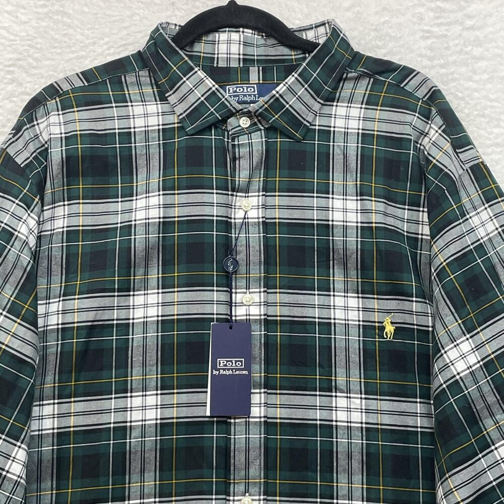 Polo Ralph Lauren Shirt Mens 3XB Green Plaid Big & Tall Long Sleeve Button Down - Picture 4 of 12